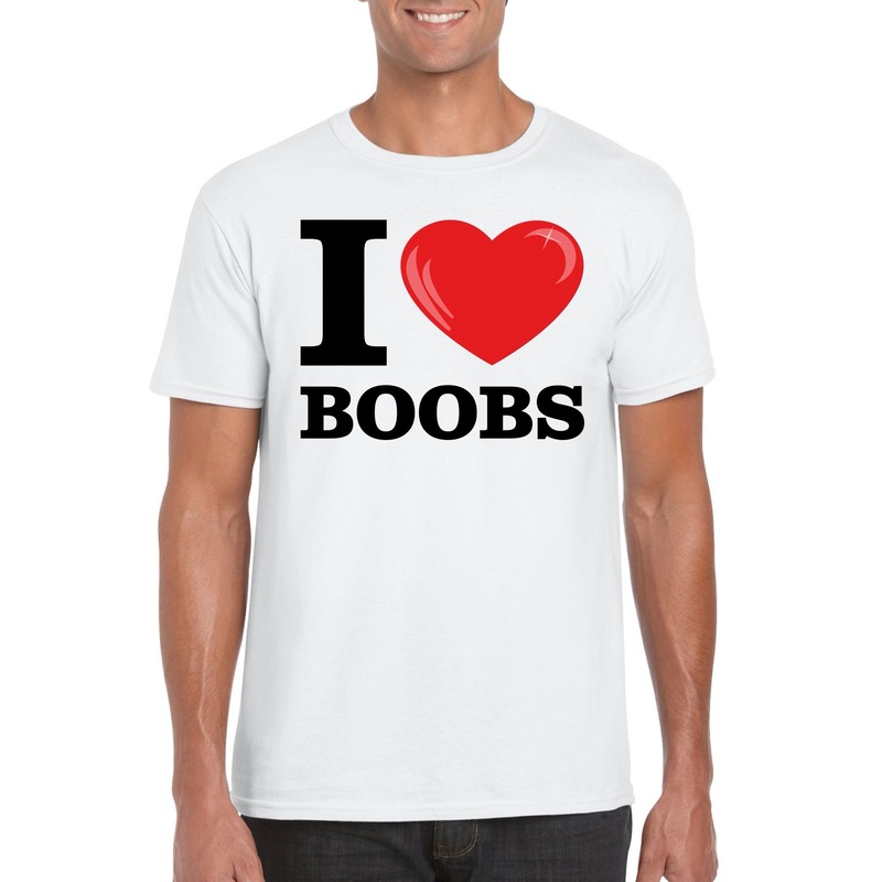 Wit I love boobs t-shirt heren Top Merken Winkel